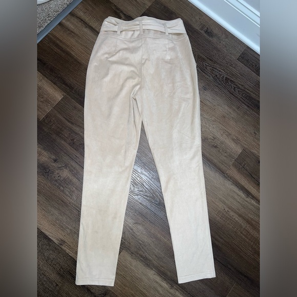 Versona Faux Suede High Waisted Tan Pants - Picture 6 of 8